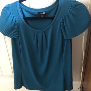 Short Fluttered and Pleated sleeves. Turquoise color most like the 1st Photo